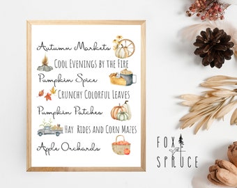 Lámina de pared "Favoritos de otoño", decoración otoñal (descarga digital)