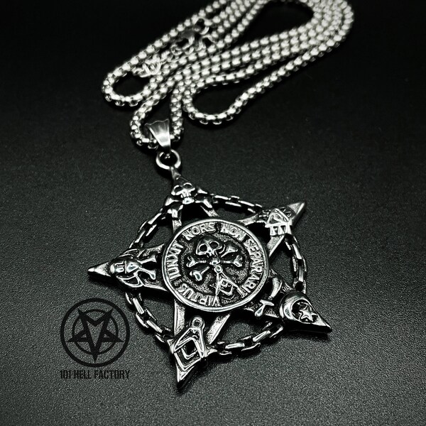 Collier Monnaie Aztec de la Malédiction - Collier Gothique pendentif | Collier Pirates des Caraïbes | Collier pentacle Magie Noire