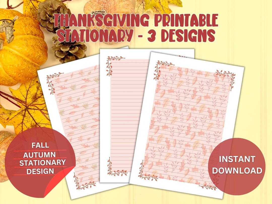 Thanksgiving Stationary PDF Printable Thanksgiving Stationary Etsy
