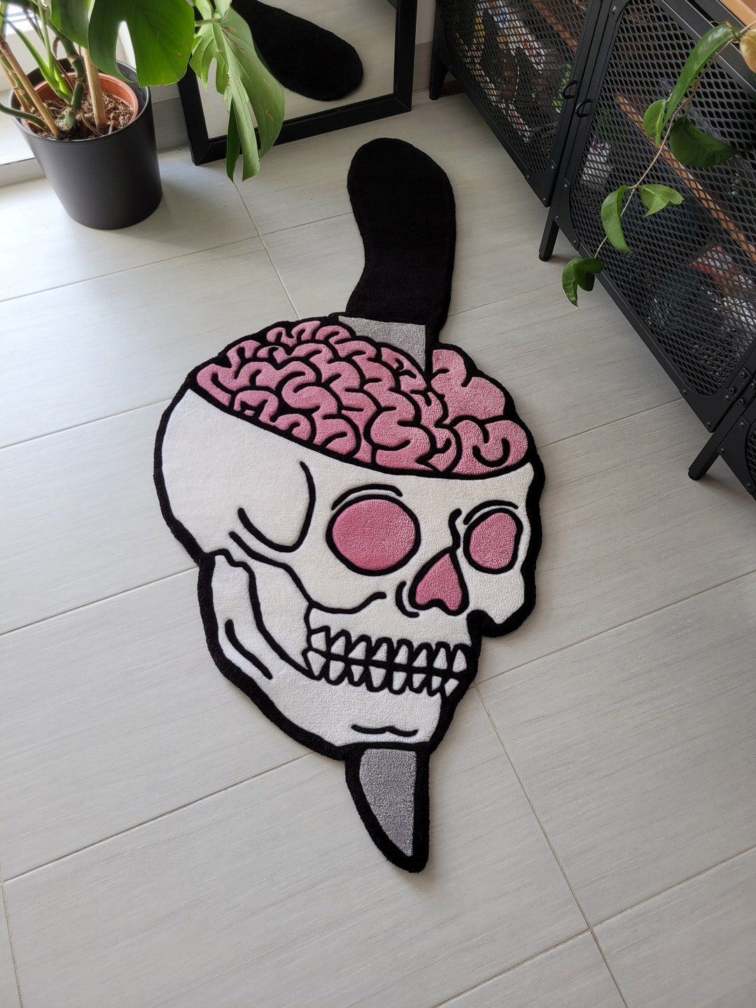 Skull Traditional Goth Skeleton Brain Rug - Etsy