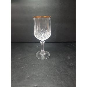 Verre à vin Longchamp en cristal d&#39;Arques Durand, 6,5 pouces de haut, bordures dorées, verrerie élégante, cristal de collection, verres à pied de rechange
