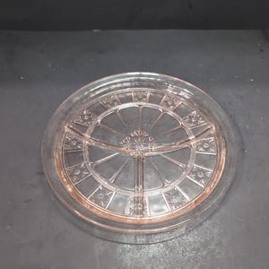 Doric Pattern Cake Plate, Vintage Pink Depression Glass, 9&quot; Sections Cake Platter, Party Serveware, Gift for Collectors