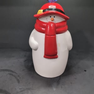 Houston Harvest Ceramic Snowman Cookie Jar, Snowman Cookie Container, Christmas Kitchen Decor, Holiday Treat Jar
