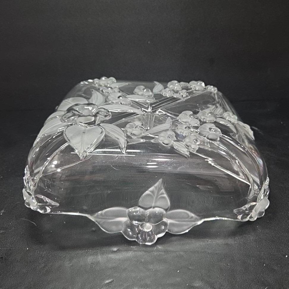 Mikasa Crystal Clear Four Bay Divided Dish, Vintage Floral Serving