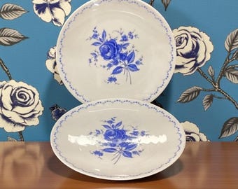 Alboth & Kaiser Bavaria Salad Plates, Set of 2, Vintage Blue Floral Design, Replacement Tableware