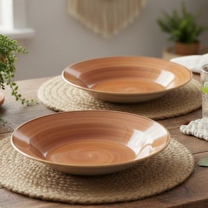 Thomson Pottery Soup Salad Bowls Caramel Swirl Set of 2