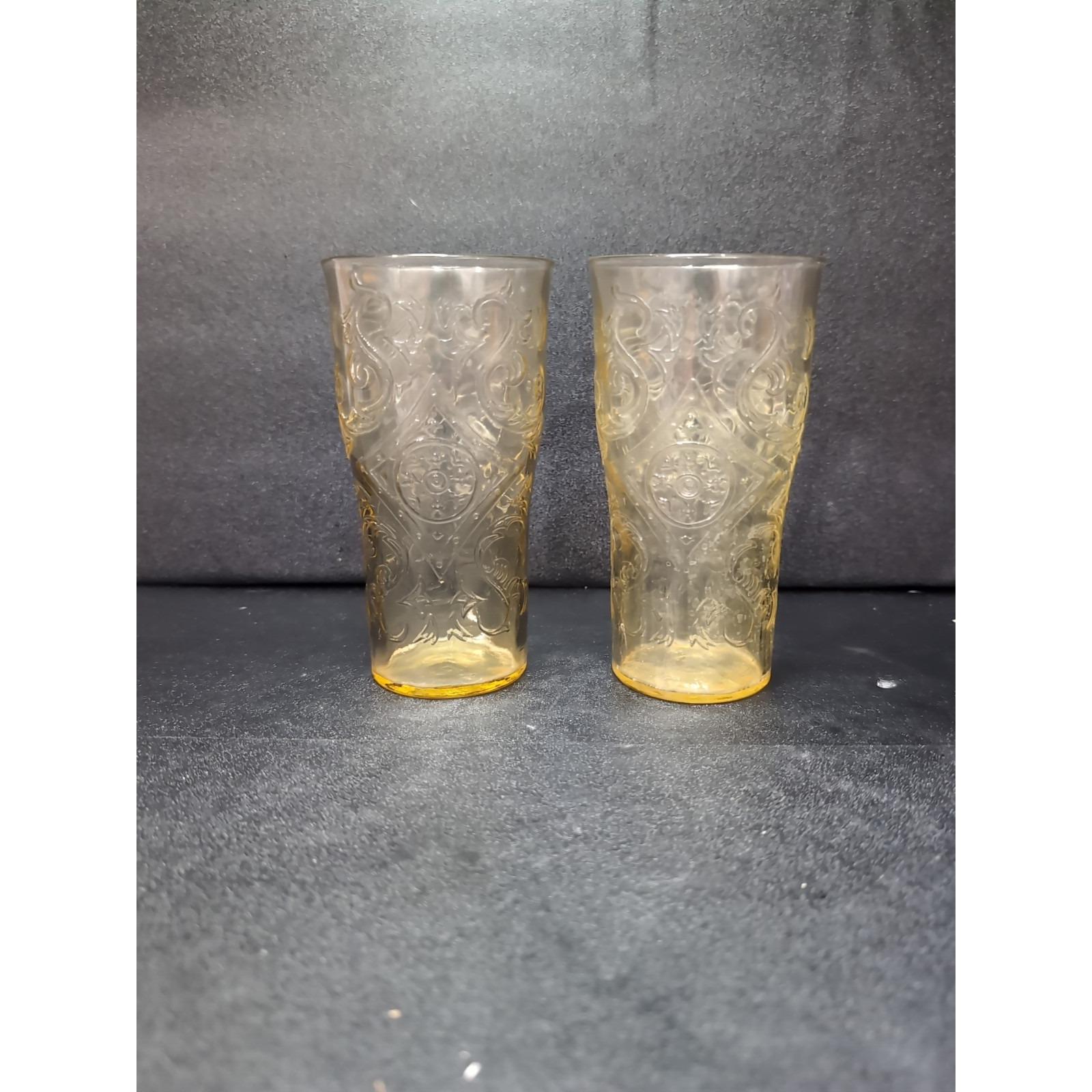 Federal Madrid Iced Tea Glass Amber, Set of 2, 5.5" Glassware, Vintage Glass, Tea Glass Set, Collectible Glasses