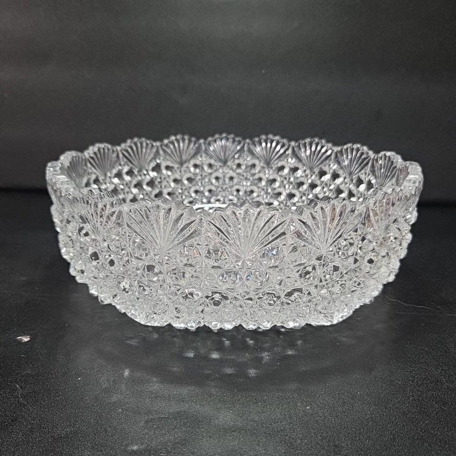 Hoya Japan Crystal Round Serving Bowl, Vintage Clear Dining