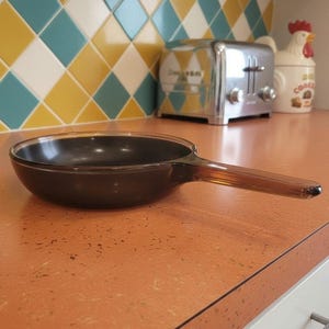 Corning Vision Amber stekpanna, teflonfodrad non-stick panna, reservkokkärl, vintage köksredskap