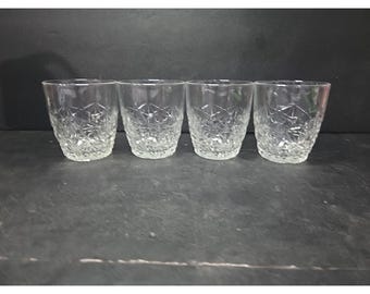 Bormioli Rocco Dedalo Whiskey Glasses, Set of 4, Vintage Lowball Tumblers, Italian Clear Glassware