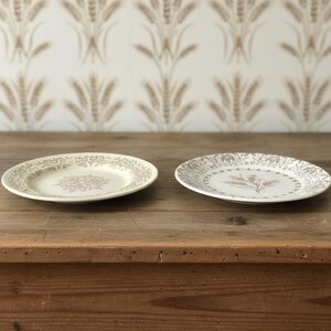 Edwin M. Knowles Golden Wheat Bread Plates, Set of 2, Mixed Variants, Vintage Porcelain Dinnerware