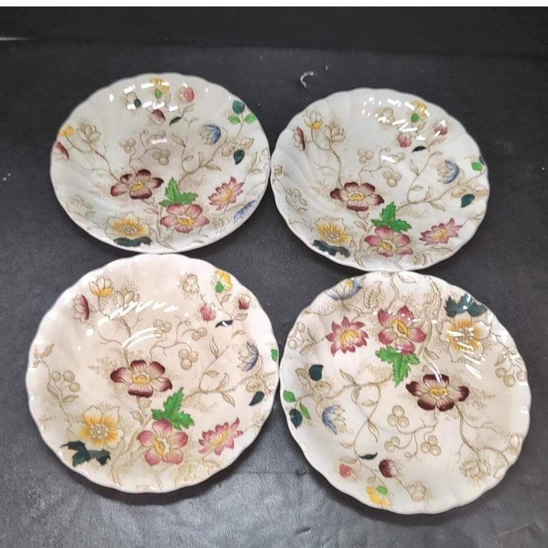 希少 Burleigh Ware Burgess&Leigh プレート 海外 Burgess and Leigh Dorchester Burleigh Ware Saucers, Set of 4