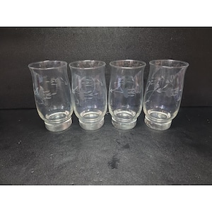 Princess House Heritage Crystal Glasses, Set Of 4, Vintage Etched Floral Crystal Drinkware, Elegant Tableware