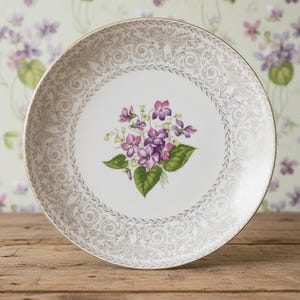 Cunningham & Pickett "Spring Violet" Decorative Plate, Vintage Hand- Decorated China, Replacement Dinnerware, Floral Tableware