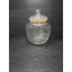 Princess House Fantasia Crystal Canister, Round Crystal Jar with Lid, Vintage Kitchen Storage, Collectible Glass