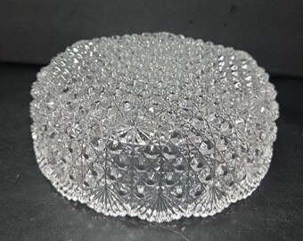 Hoya Japan Crystal Round Serving Bowl, Vintage Clear Dining