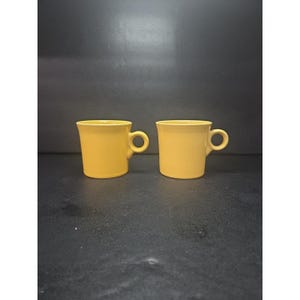 Fiestaware Sunflower Yellow Mugs, Set of 2 Coffee Cups, O-Ring Handle, Kitchen Decor, Gift for Collectors