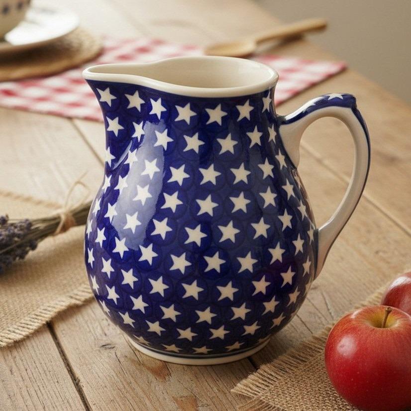 Blue White Striped Pitcher - Etsy