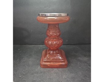 Opal House Textured Orange Candle Pillar, Vintage Style Secret Garden Candleholder, Replacement Ambient Lighting