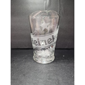 Heineken Beer Pitcher, Big Clear Glass Jug, 8&quot;x5.5&quot; Size, Made in USA, Beerfest Essential, Gift for Him, Man Cave