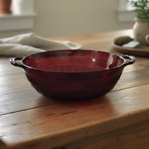 Anchor Hocking Royal Ruby Coronation Servierschüssel mit Henkel, Vintage-Pressglas, Ersatz-Serviergeschirr