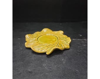 Plato Belmar de California con diseño de hoja de alcachofa verde, cerámica vintage estadounidense, posavasos de repuesto.