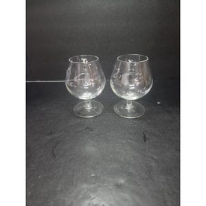 Princess House Heritage Brandy Snifters, Etched Floral Glasses, Vintage Set of 2, Barware, Collectible Drinkware