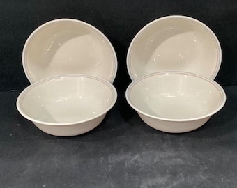 Corelle Corning ENGLISH BREAKFAST Blue & Pink Bands 4 Suppen-Müslischalen