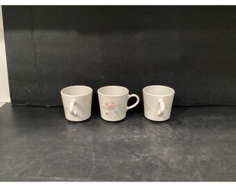 Set van 3 vintage Corning USA koffiekopjes 3" Frans tuinpatroon 8 Fl Oz