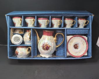 Victorian Tiger Yedi Feinporzellan-Teeset, Teeset im Japan-Stil, 15-teiliges Teeset, Teeset mit Box, Sammlerstück