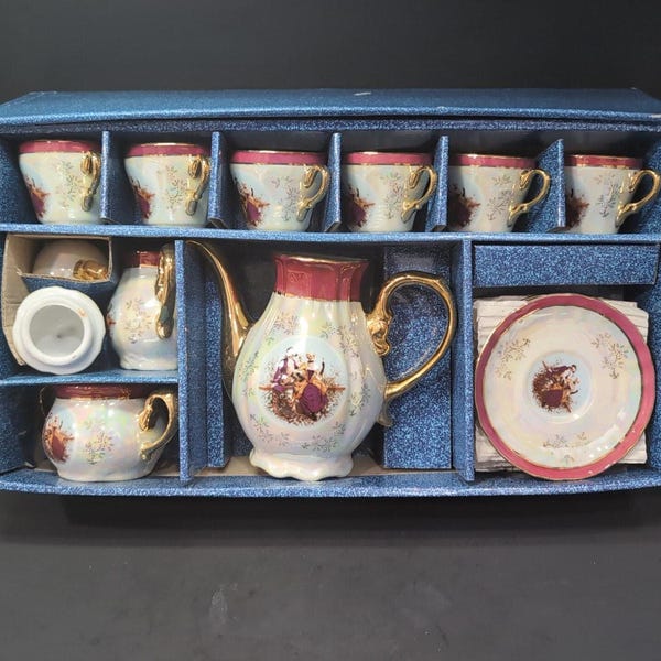 Victorian Tiger Yedi Fine Porcelain Tea Set, Japan Style Tea Set, 15 Piece Tea Set, Tea Set With Box, Collectible