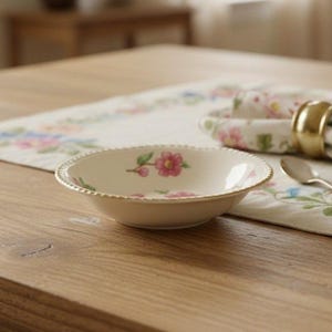 Homer Laughlin Apple Blossom April Dessert Bowl, Vintage Ceramic Dinnerware, Replacement Tableware, USA