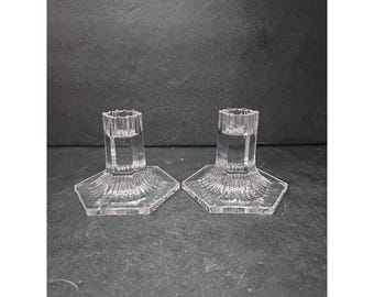 Candelabros transparentes de la colección Louis Comfort de Tiffany & Co., juego de 2, iluminación de repuesto vintage.