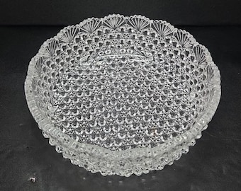 Hoya Japan Crystal Round Serving Bowl, Vintage Clear Dining