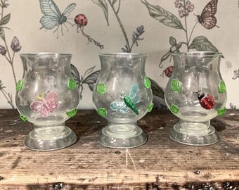 Lámparas de huracán Home Accents, juego de 3, diseño de mariposa, mariquita y libélula, portavelas de repuesto