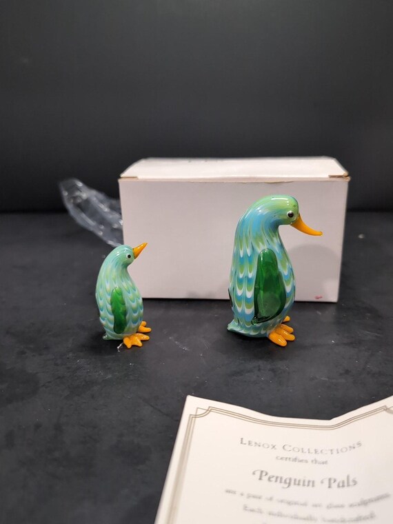 ペンギンアートガラス LENOX ペンギン パルズ、アート ガラス フィギュア、NIB、COA 付き