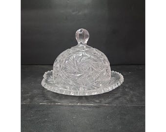 EAPG Cambridge Glass Co. Butter Dish "Buzz Saw" Pattern, Star, Cheese Plate