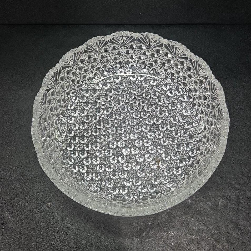Hoya Japan Crystal Round Serving Bowl, Vintage Clear Dining