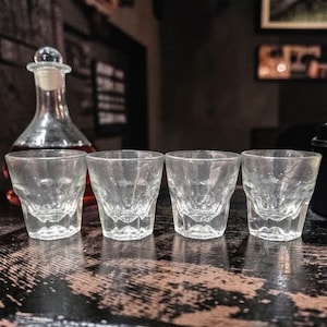 Libbey Duratuff Gibraltar Rock Glasses, Set of 4, Vintage Clear Barware, Dishwasher Safe, 133mL