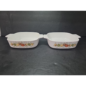 Corning Ware A-1 Quart Casserole Dishes, Set of 2, Spice of Life L&#39;Echalote, No Lid, Vintage Cookware, Gift