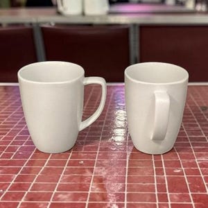 Old Time Pottery White Coffee Cups, Set of 2, Vintage Minimalist Ceramic, Classic Drinkware