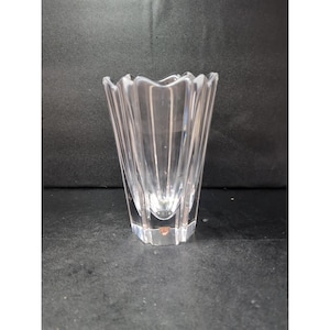 Orrefors Tulip Top Glass Vase, Crystal Vase Etch Signed, Heavy Decorator Vase, Swedish Glassware, Gifts