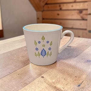 Marcrest Stetson Swiss Chalet Coffee Cup, Green Blue White, Vintage Replacement Mug, Collectible Kitchenware