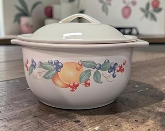 Corelle Coordinates Abundance Fruit 1.5Qt Covered Casserole, Vintage Stoneware Dish, Replacement Bakeware