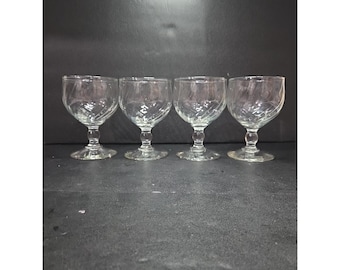 Gorham Style Verona Swirl Goblets, Vintage Glassware, Set of 4, Crystal Wine Glasses, Barware