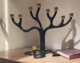 Rosenthal Judaica Collection Tree of Life Menorah, Vintage Mixed-Metal Design, Sandra Kravitz Creation