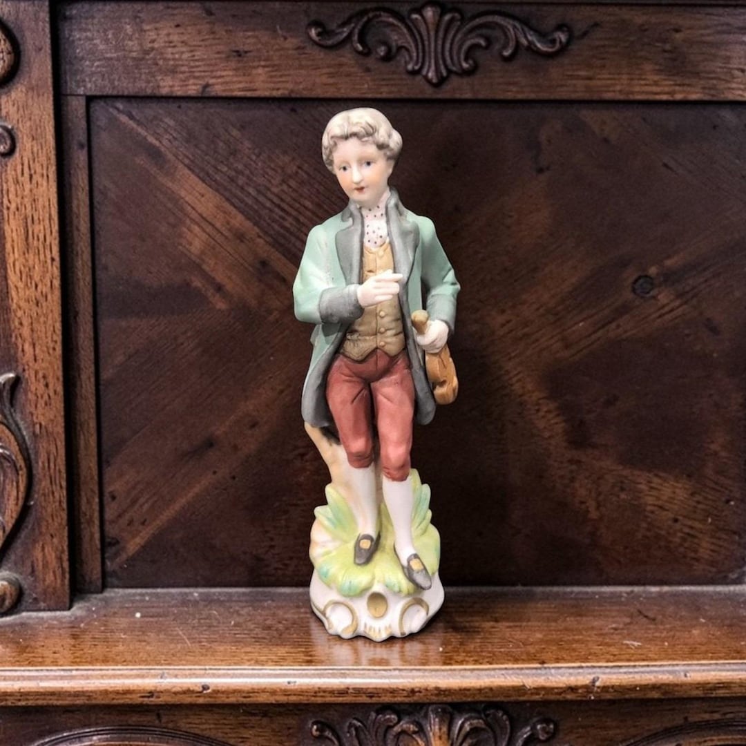 Capodimonte Young Man With Violin Figurine, Vintage Porcelain