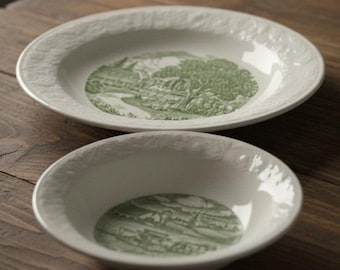 Assiette à pain/bol à soupe Homer Laughlin Pastoral Green *