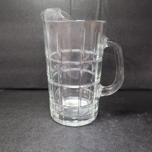 Anchor Hocking Tartan Pitcher, Manchester Clear Glass, 50 oz Beverage Jug, Vintage Glass Pitcher
