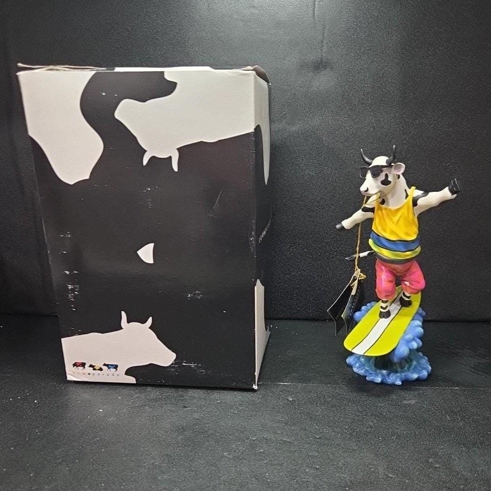 Cow Parade Cowabunga Surfer Figurine, Westland Giftware #7253